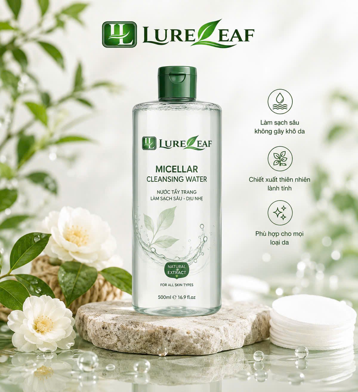 Dầu Tẩy Trang LureLeaf Micellar Cleansing Water – Làm Sạch Sâu, Dịu Nhẹ Cho Làn Da